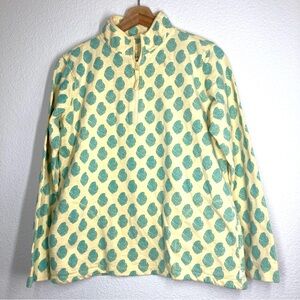 Orvis Pullover Paisley Sweater Women's Medium 1/4 Zip Cotton Yellow